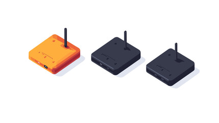 Collection of Modern Wireless Routers in Black and Orange Color Schemes for Internet Connectivity