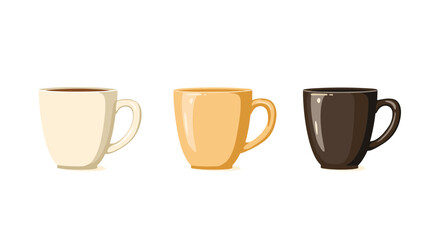 Collection of Three Beautifully Designed Ceramic Mugs in Neutral Colors Displayed on a Surface