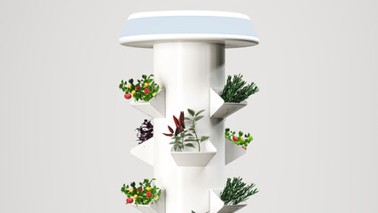 Vertical Hydroponic Column System for Indoor or Urban Farming, Isolated