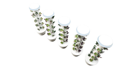Vertical Hydroponic Column System for Indoor or Urban Farming, Isolated