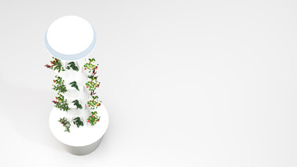 Vertical Hydroponic Column System for Indoor or Urban Farming, Isolated
