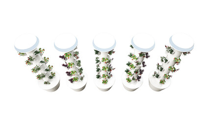 Vertical Hydroponic Column System for Indoor or Urban Farming, Isolated