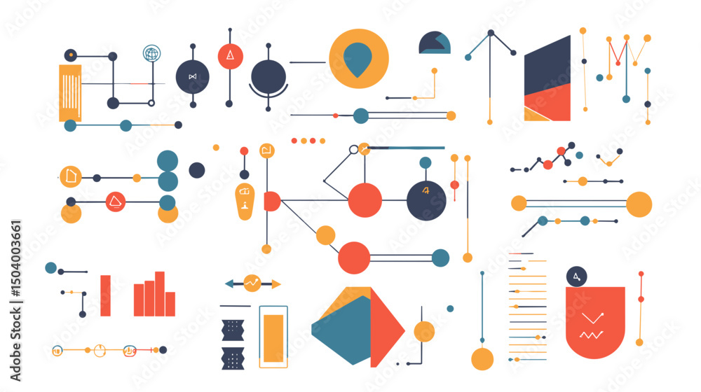 Poster colorful abstract data visualization and infographic elements for modern business analytics