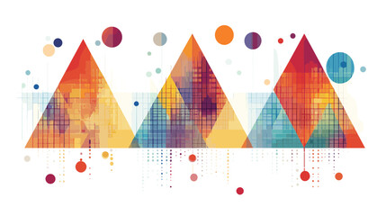 Colorful Abstract Geometric Triangle Composition with Vibrant Shapes and Dynamic Elements