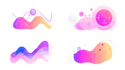 Colorful Abstract Illustration with Vibrant Gradients and Fluid Shapes on White Background