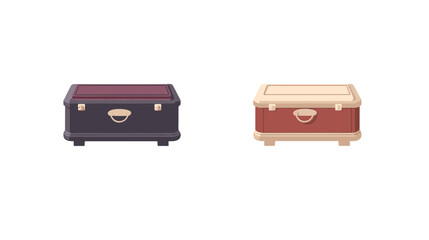 Stylized Vintage Suitcases in Rich Colors Representing Travel and Adventure