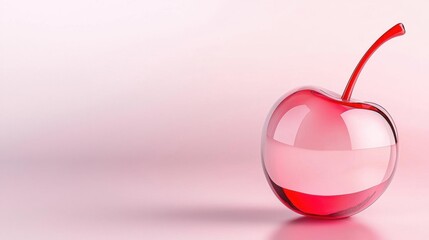 Obraz premium 3d rendering of a red apple with a long stem. the apple is spherical in shape and appears to be made of glass or a similar material. it has a smooth, glossy surface and a round base.