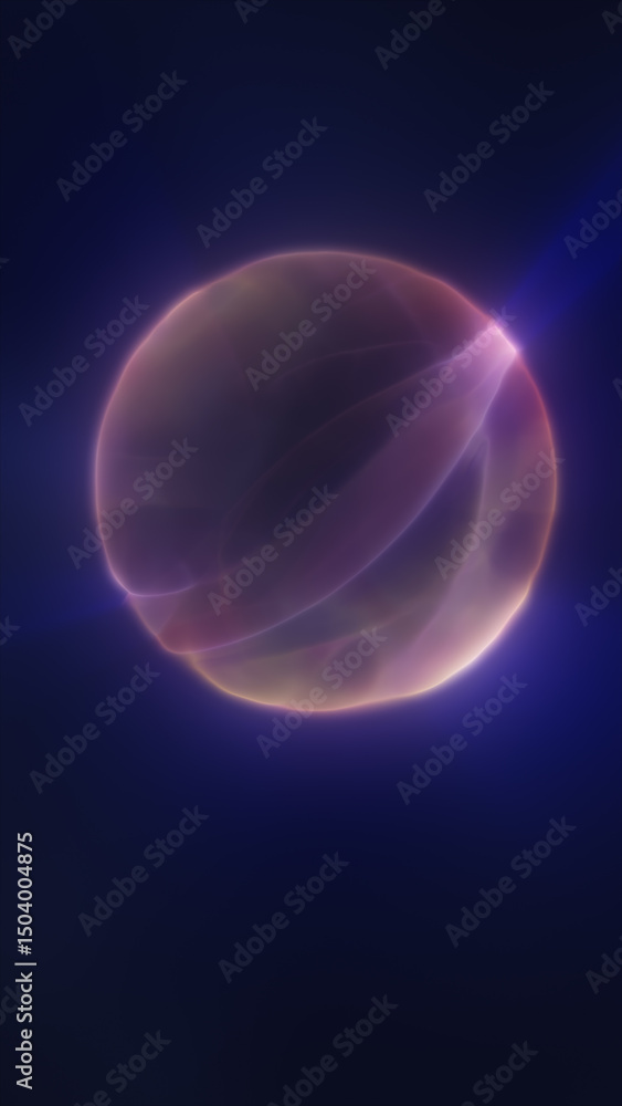 Poster mysterious glowing orb with soft translucent texture floating in a deep cosmic space background