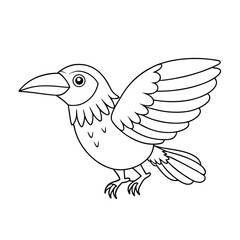 Obraz premium Monochrome outline of a toucan with its wings slightly open poses cheerfully for the viewer