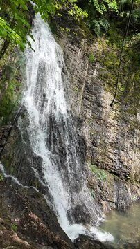 A view from the Yeddi Gozel Waterfall in Gabala, Azerbaijan