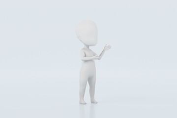 3d a people are explaining something icon symbol. Minimal cartoon white sticky man explaining to another people isolated on white background. pointing at something, questioning expression. 3d render.