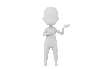 3d a people are explaining something icon symbol. Minimal cartoon white sticky man explaining to another people isolated on white background. pointing at something, questioning expression. 3d render.