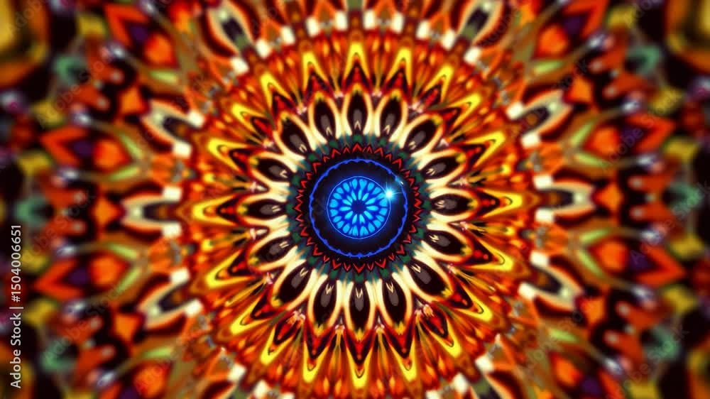 Poster 3d kaleidoscope mandala abstract background of trippy art psychedelic trance to open third eye with 