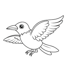 Obraz premium Simple outlined bird spreads its wings, creating a sweet, ready to color image