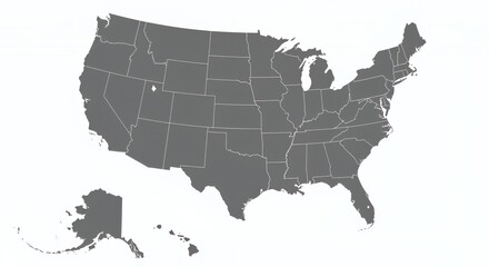 United States Map: A Gray-Scale Representation of the 50 States and Territories