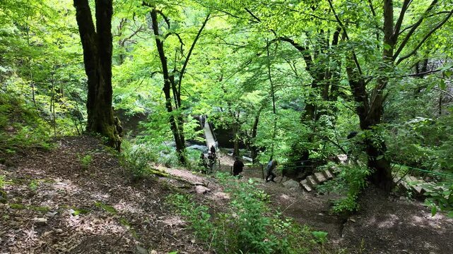 A view from the Yeddi Gozel Waterfall in Gabala, Azerbaijan