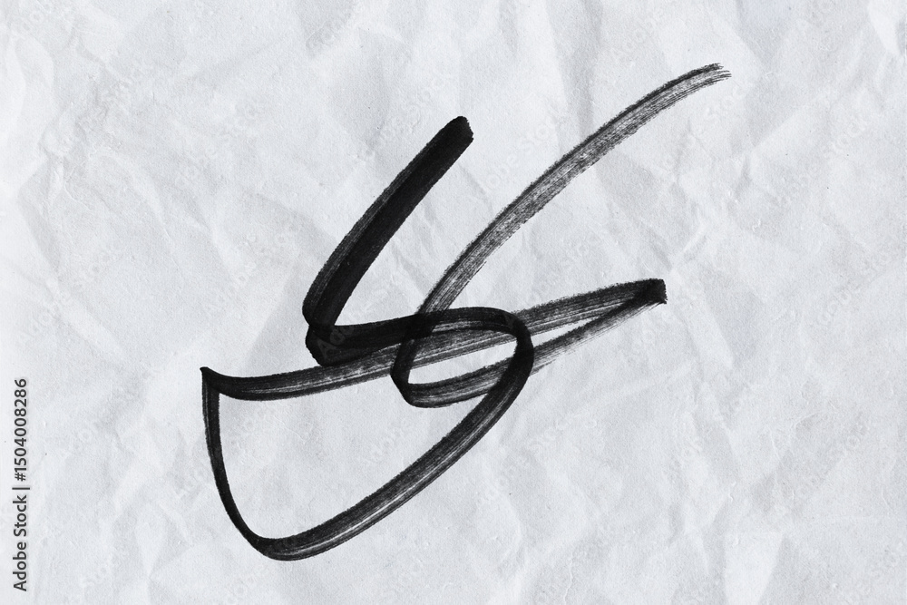 Aufkleber dynamic black ink strokes on wrinkled white paper a bold artistic expression with texture and depth 