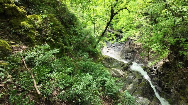 A view from the Yeddi Gozel Waterfall in Gabala, Azerbaijan