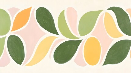 Colorful Abstract Leaf Pattern Illustration in Pastel Shades Reflecting Organic Natural Aesthetics