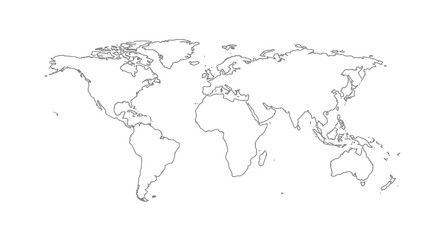 Detailed vector illustration of a world map showing continents, countries, and natural features; oceans and seas .