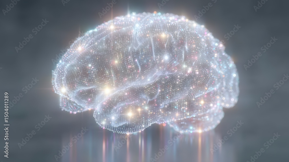 Aufkleber glowing brain ai digital intelligence neural network abstract concept