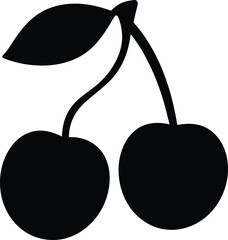 Cherry fruits vector silhouette, cherry fruit icon, black silhouette vector illustration