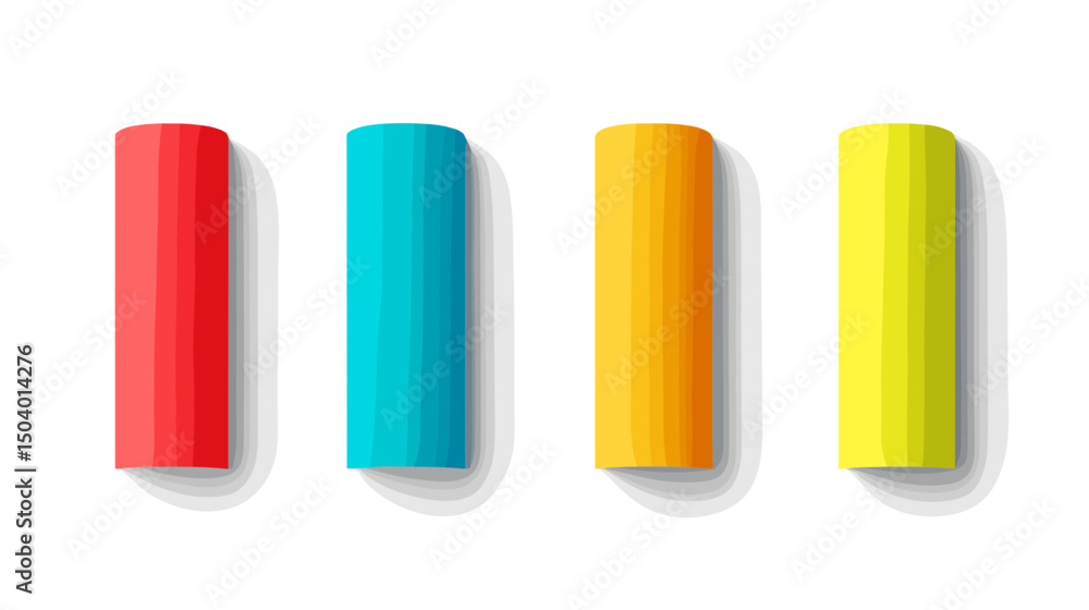 Poster abstract geometric shapes in bright colors forming a minimalist pattern on a white background