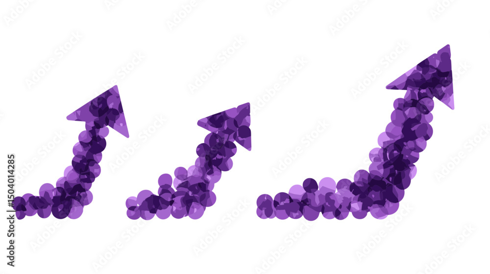 Poster abstract purple growth arrows representing progress and success in business analytics and data