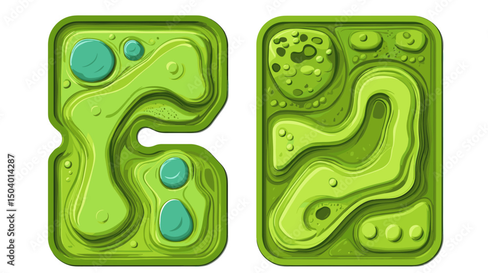 Poster abstract green organic shapes with smooth textures and fluid patterns in a modern design