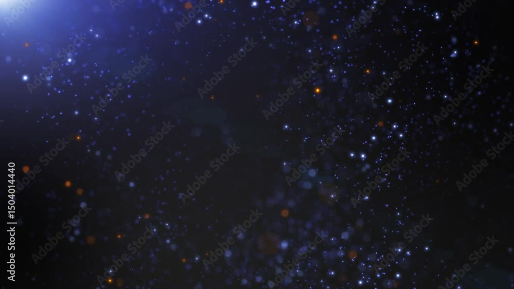 Poster abstract glowing particle, flicker light effect on dark background.