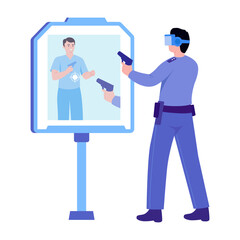A flat style illustration showing vr police