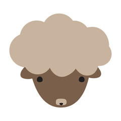 Cute sheep  face avatar. Isolated on white background. Universal print for printing, mosaic, puzzles and machine embroidery. Animal full face, funny pictogram. Vector illustration.