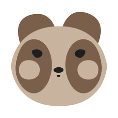Cute panda face avatar. Isolated on white background. Universal print for printing, mosaic, puzzles and machine embroidery. Animal full face, funny pictogram. Vector illustration.
