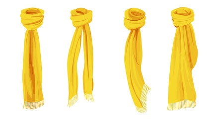 Collection of Bright Yellow Scarves in Various Stylish Arrangements and Flowing Designs
