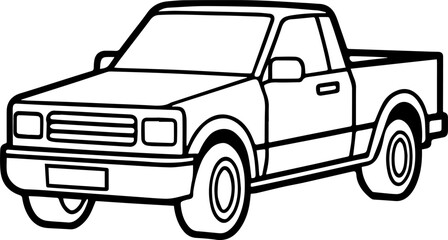 compact pickup outline coloring book page line art vector illustration