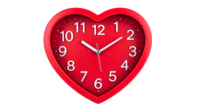 a heart shaped wall clock isolated on transparent background PNG