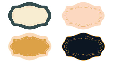 Fototapeta premium Collection of Decorative Labels and Frames with Elegant Shapes and Soft Color Palette