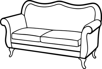 sofa outline coloring book page line art vector illustration
