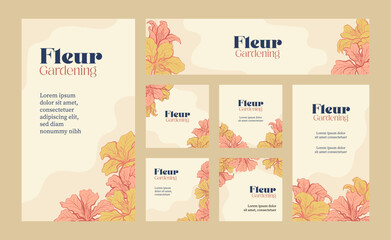 Stylist and aesthetic Bauhinia Flower social media post. Set of design template.