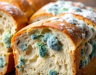 Closeup of moldy bread