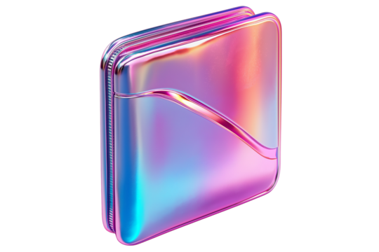 A stylish, modern 3D wallet icon with a holographic finish, isolated on white background. Ideal for digital finance, wallet apps, payment systems, and lifestyle concepts