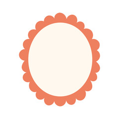 Empty scalloped frame in pastel pink color