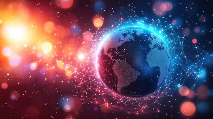 Obraz premium Global Network Earth, Digital Connections