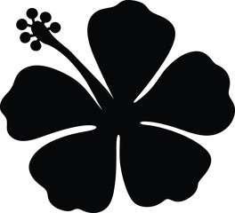 Hibiscus flower silhouette vector, Botanical hibiscus vector, hibiscus icon