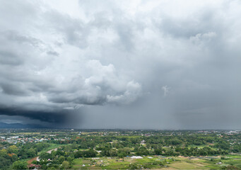 Obraz premium Rain Bomb or Wet Microburst intense rainfall over a short period because climate change.