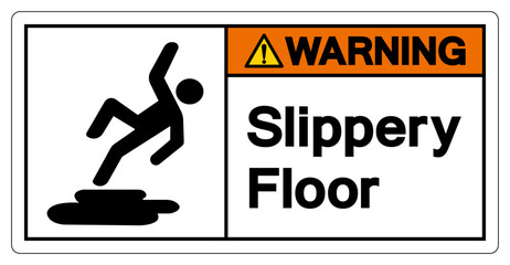Warning Slippery Floor Symbol Sign,Vector Illustration, Isolate On White Background Label.EPS10