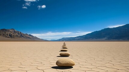 playa Sailing stones of Death Valley leaving long mysterious tracks on a dry lake bed
