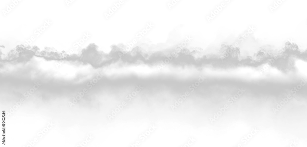 Poster white smoke isolated on transparent background realistic fog effect horizontal misty cloud vapor atm
