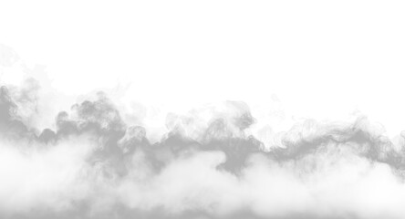 White smoke rises in wispy, ethereal pattern against transparent background, creating mysterious and atmospheric effect suitable for overlays or design projects