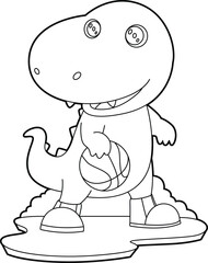 Dinosaur Basketball player Basketball Animal Vector Graphic Art Illustration